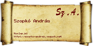Szopkó András névjegykártya